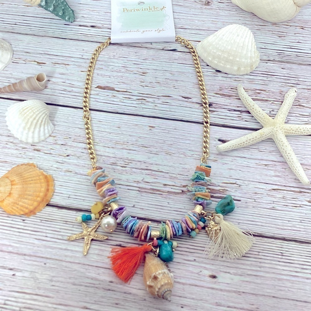 NEW PERIWINKLE BY BARLOW GOLD BEACH VACATION NECKLACE SUMMER SHELL COASTAL #0192